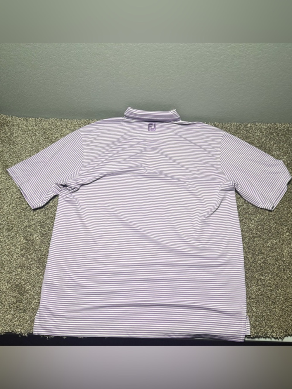 FootJoy Men's Large Purple and White Striped Polo - Picture 10 of 10